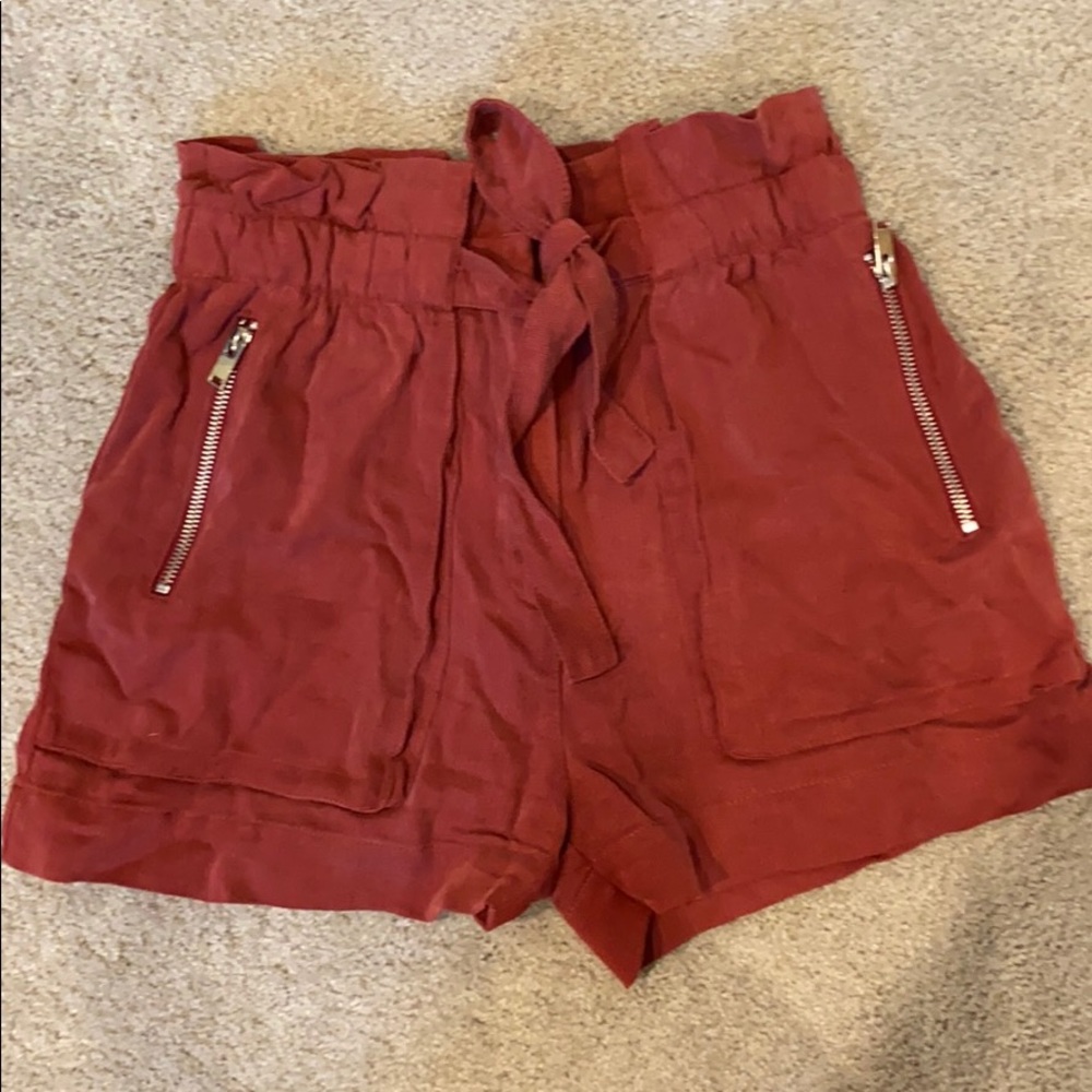 Zara dark orange/maroon high waisted shorts